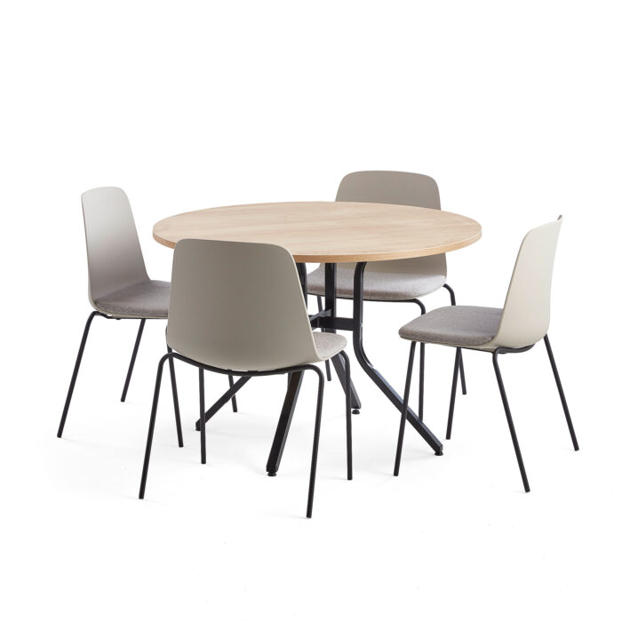 Zestaw mebli VARIOUS + LANGFORD, stół i 4 krzesła szary