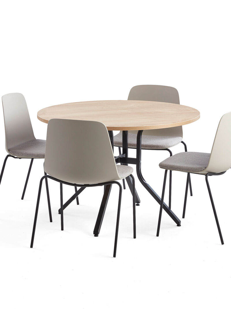 Zestaw mebli VARIOUS + LANGFORD, stół i 4 krzesła szary