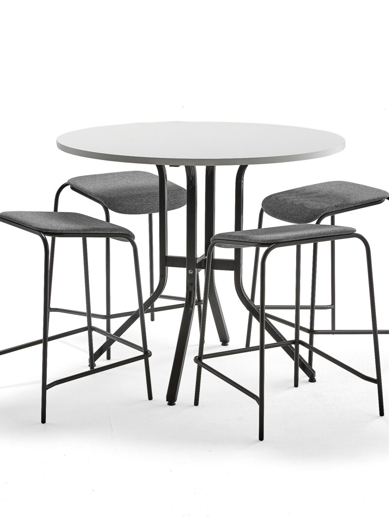 Zestaw mebli VARIOUS + ATTEND, stół + 4 stołki, antracyt
