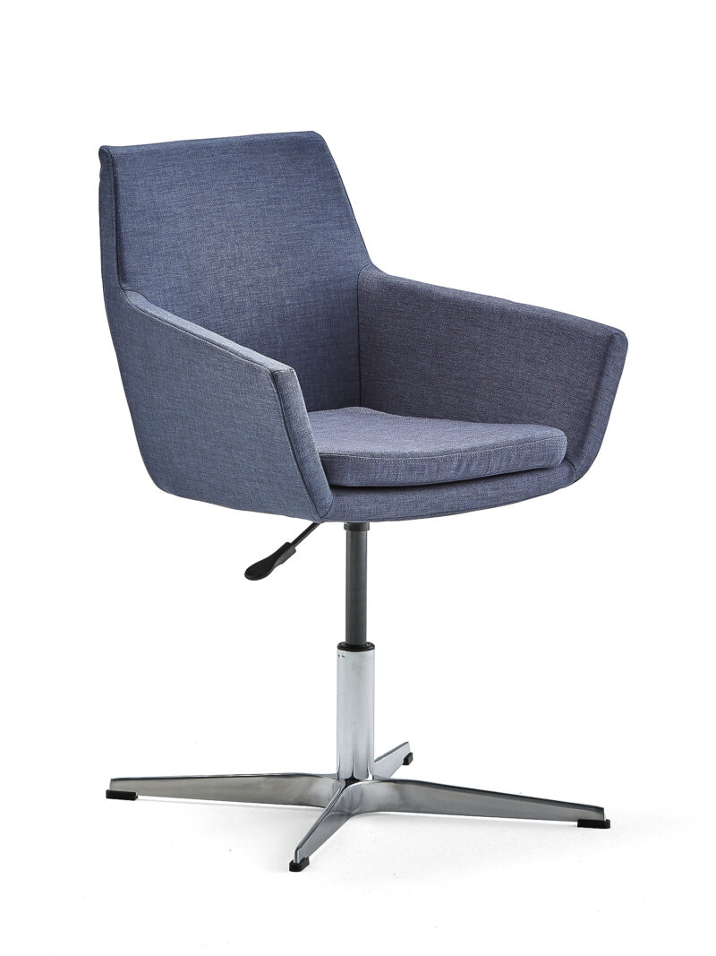 Krzesło konferencyjne FAIRFIELD, polerowane aluminium, niebieskoszary