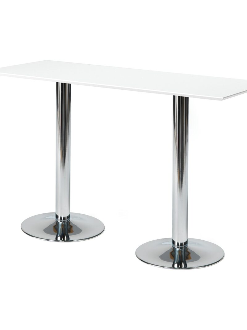 Stół barowy BIANCA, 1800x700x1125 mm, biały, chrom