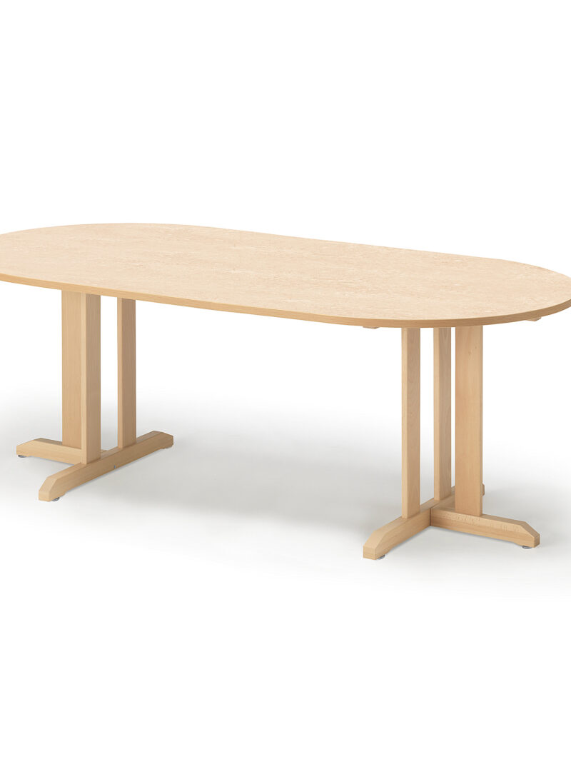 Stół KUPOL, 2000x1000x720 mm, beżowe linoleum, brzoza