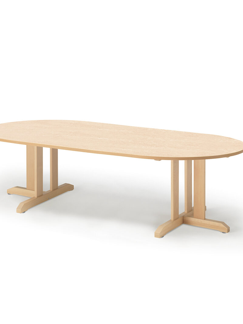 Stół KUPOL, 2000x800x500 mm, beżowe linoleum, brzoza
