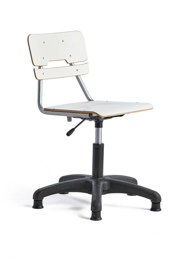 Krzesło LEGERE z regulacją wysokości, mniejsze siedzisko, na ślizgaczach, 400-520 mm, biały