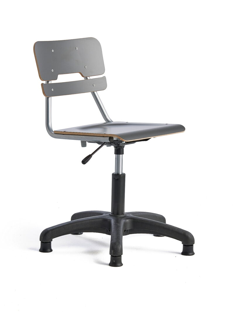 Krzesło LEGERE z regulacją wysokości, mniejsze siedzisko, na ślizgaczach, 400-520 mm, antracyt