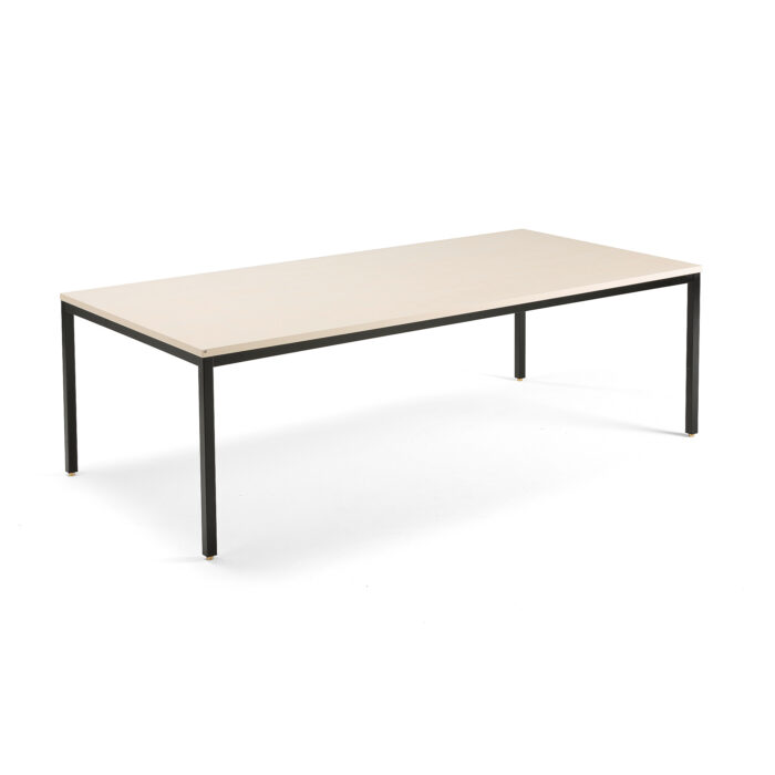 Stół konferencyjny MODULUS, 2400x1200 mm, rama 4 nogi, czarny, brzoza