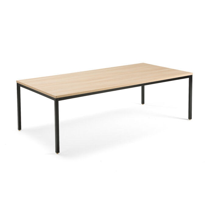 Stół konferencyjny MODULUS, 2400x1200 mm, rama 4 nogi, czarny, dąb