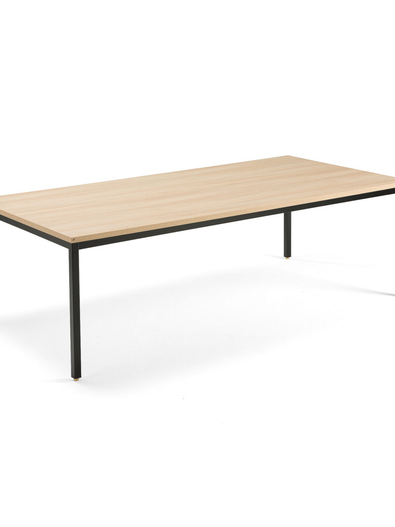 Stół konferencyjny MODULUS, 2400x1200 mm, rama 4 nogi, czarny, dąb