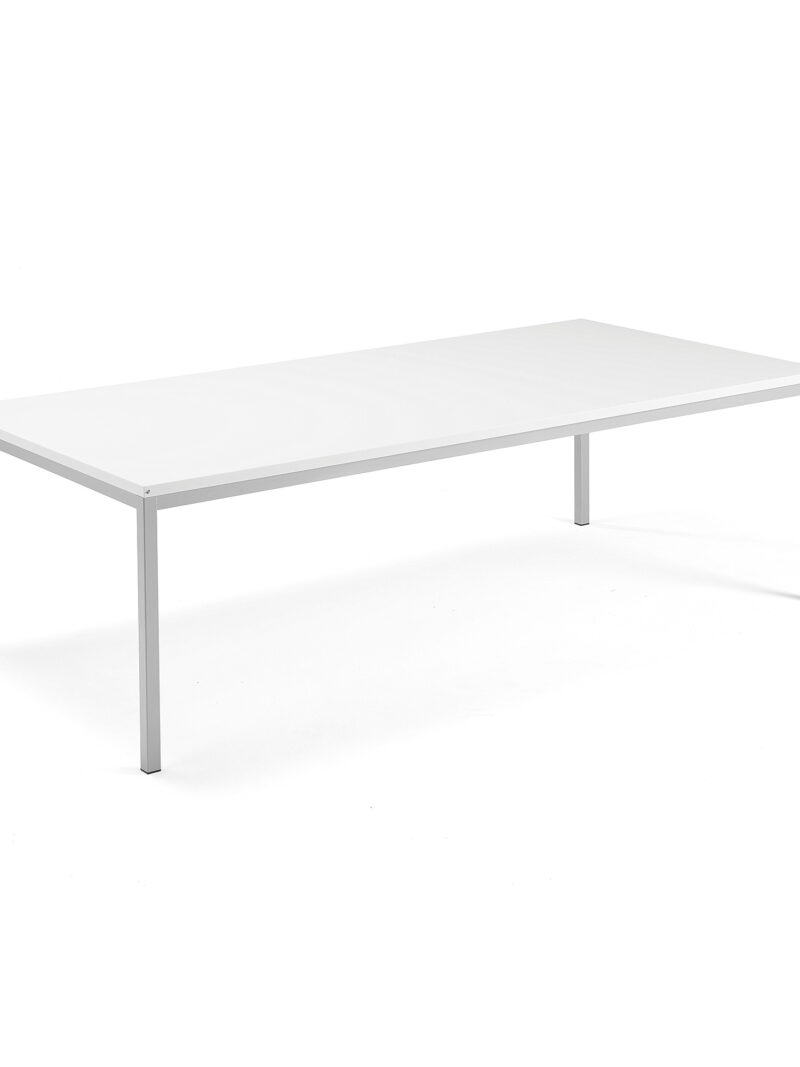 Stół konferencyjny MODULUS, 2400x1200 mm, rama 4 nogi, srebrny, biały