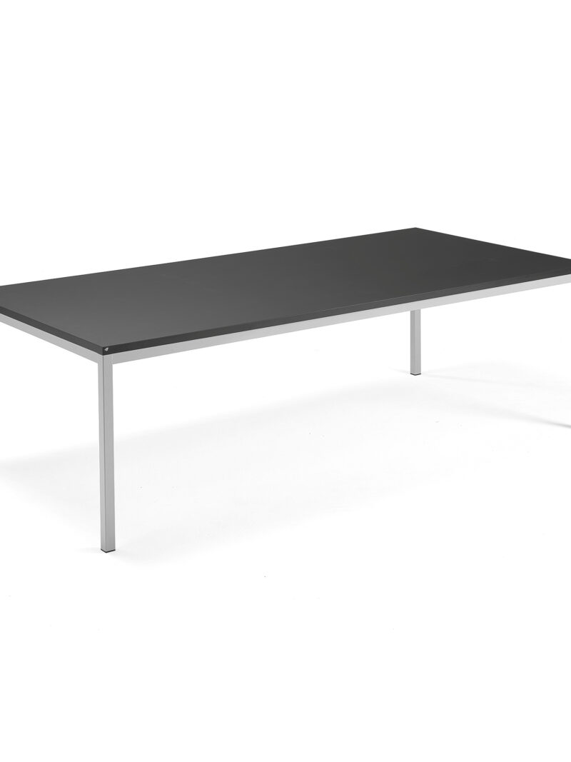 Stół konferencyjny MODULUS, 2400x1200 mm, rama 4 nogi, srebrny, czarny