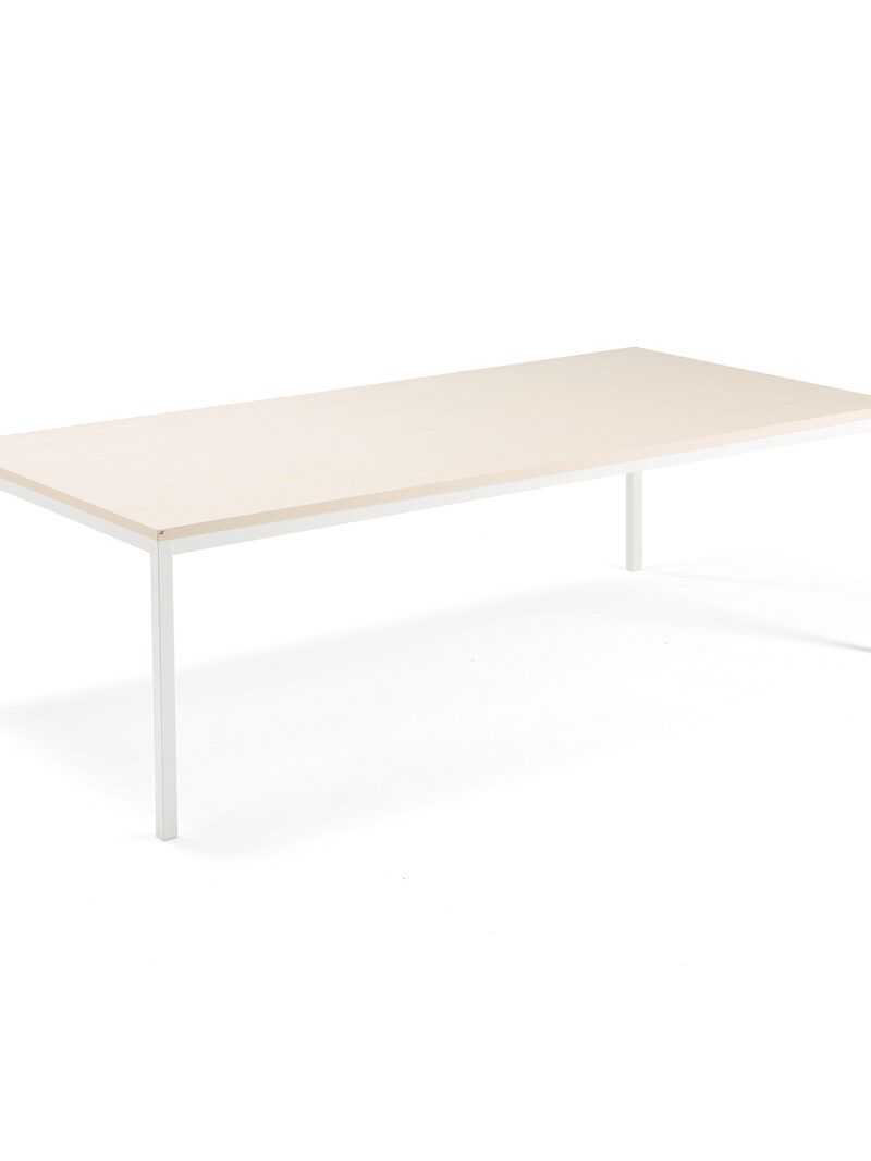 Stół konferencyjny MODULUS, 2400x1200 mm, rama 4 nogi, biały, brzoza