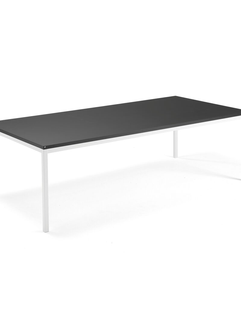 Stół konferencyjny MODULUS, 2400x1200 mm, rama 4 nogi, biały, czarny