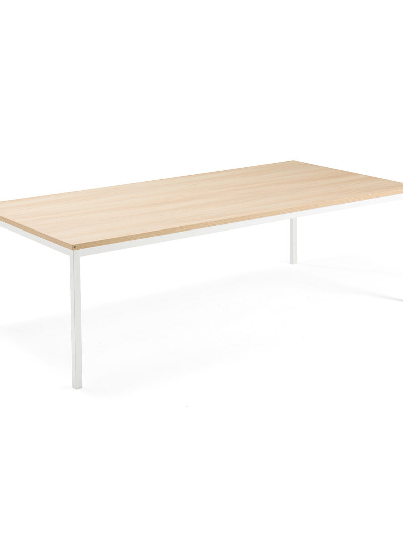 Stół konferencyjny MODULUS, 2400x1200 mm, rama 4 nogi, biały, dąb