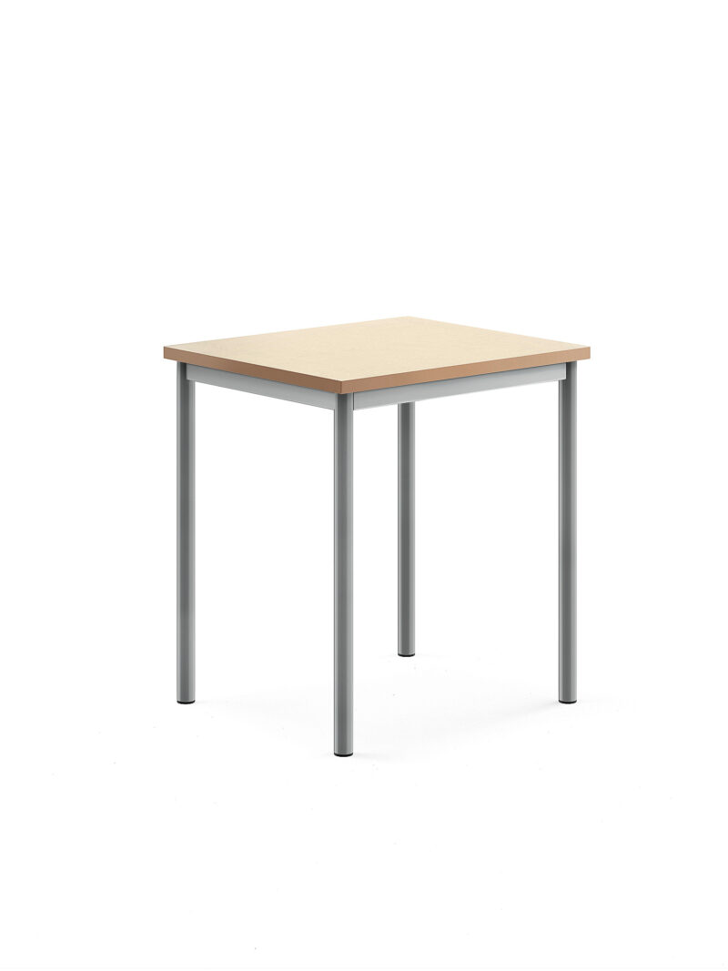 Stół SONITUS, 700x600x760 mm, beżowe linoleum, szary aluminium