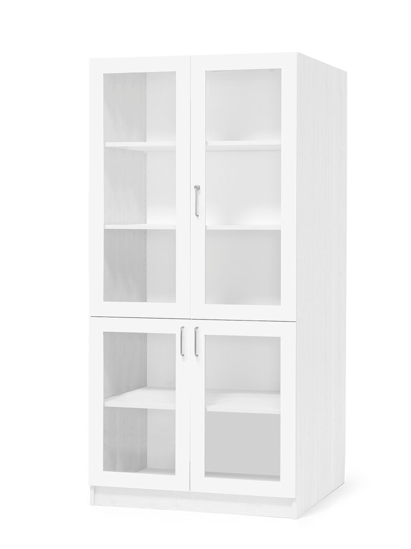 Szafa THEO, 4 drzwi szklane, 2100x1000x600 mm, biały