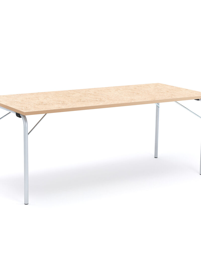 Stół składany NICKE, 1800x800x720 mm, linoleum beż, galwanizowany