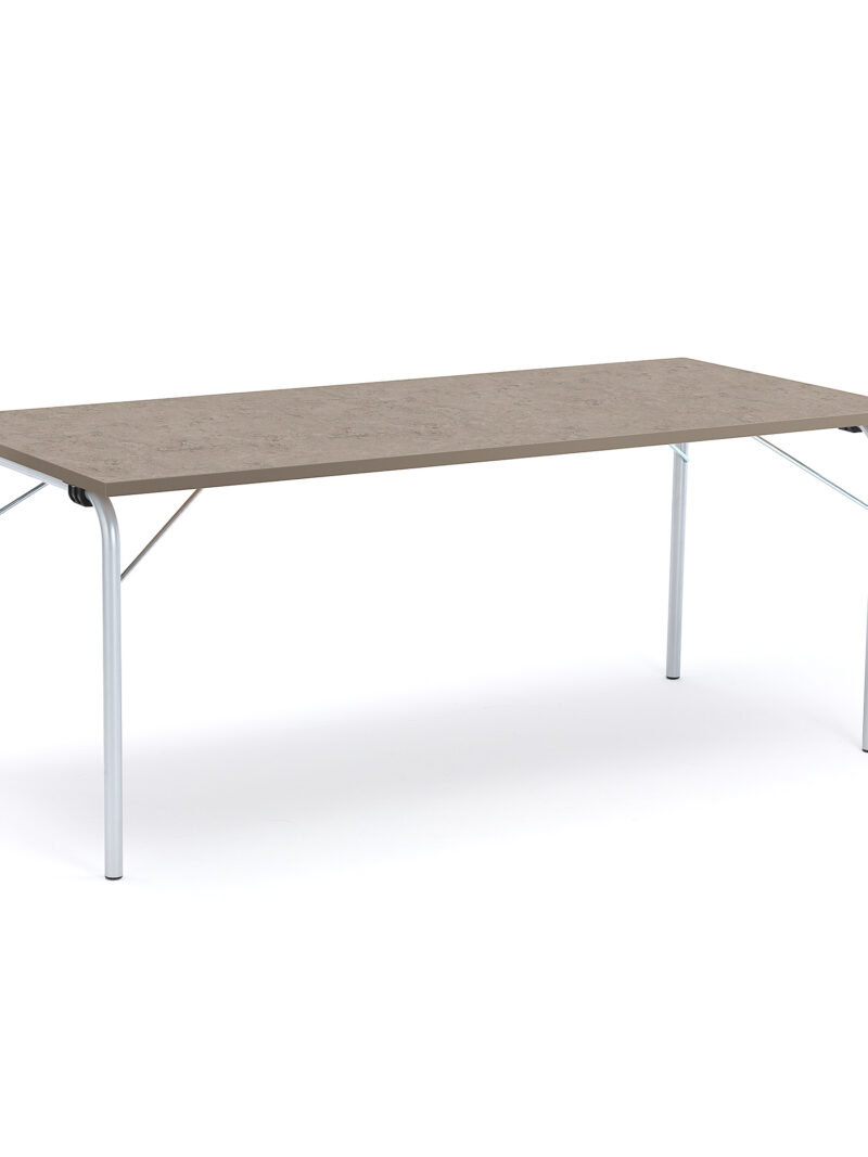 Stół składany NICKE, 1800x800x720 mm, linoleum szary, galwanizowany