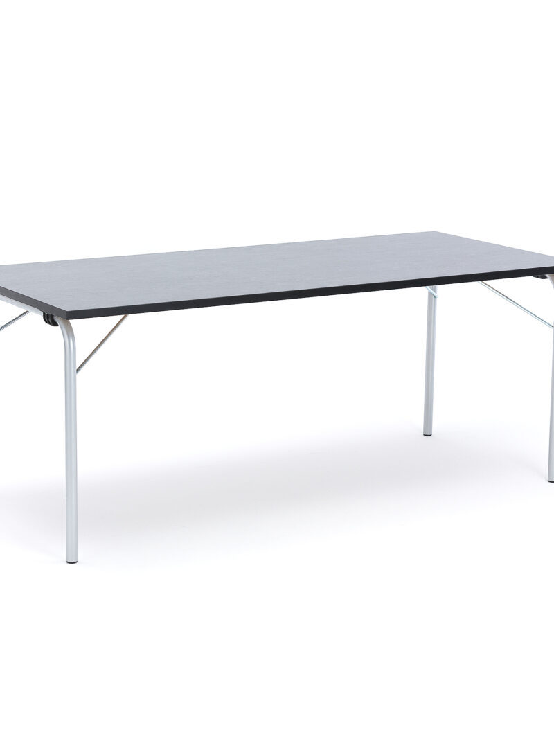 Stół składany NICKE, 1800x800x720 mm, linoleum ciemnoszary, srebrny
