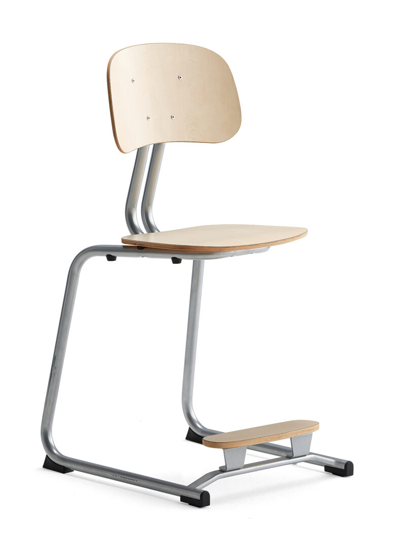Krzesło szkolne YNGVE, na płozach, srebrny, brzoza, 500 mm
