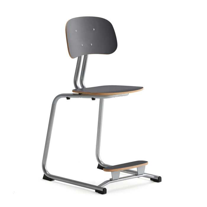 Krzesło szkolne YNGVE, na płozach, srebrny, antracyt, 500 mm