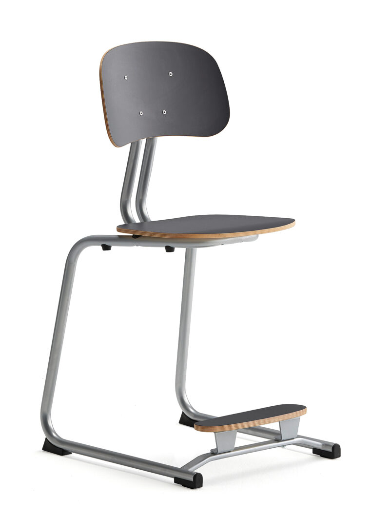Krzesło szkolne YNGVE, na płozach, srebrny, antracyt, 500 mm