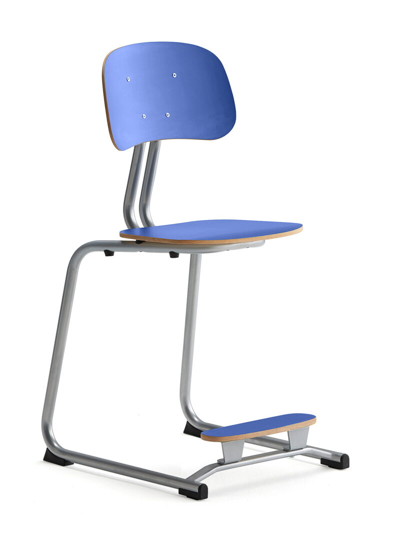 Krzesło szkolne YNGVE, na płozach, srebrny, granatowy, 500 mm