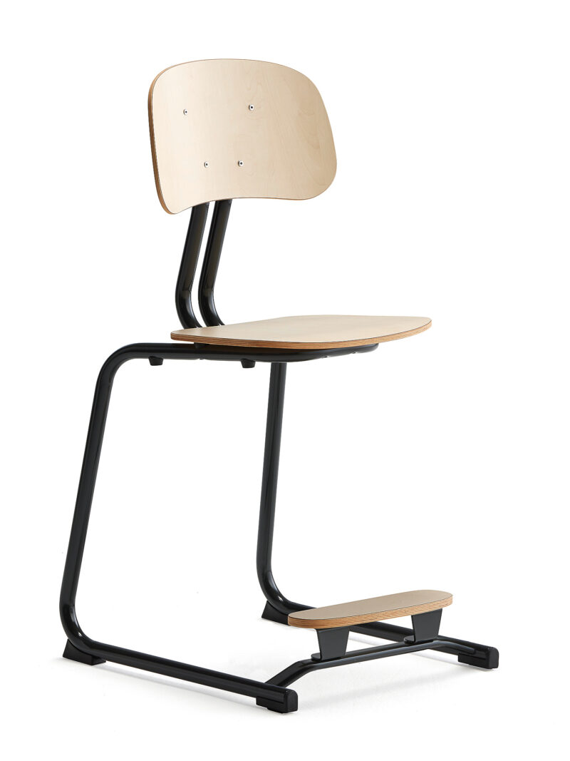 Krzesło szkolne YNGVE, na płozach, antracyt, brzoza, 500 mm
