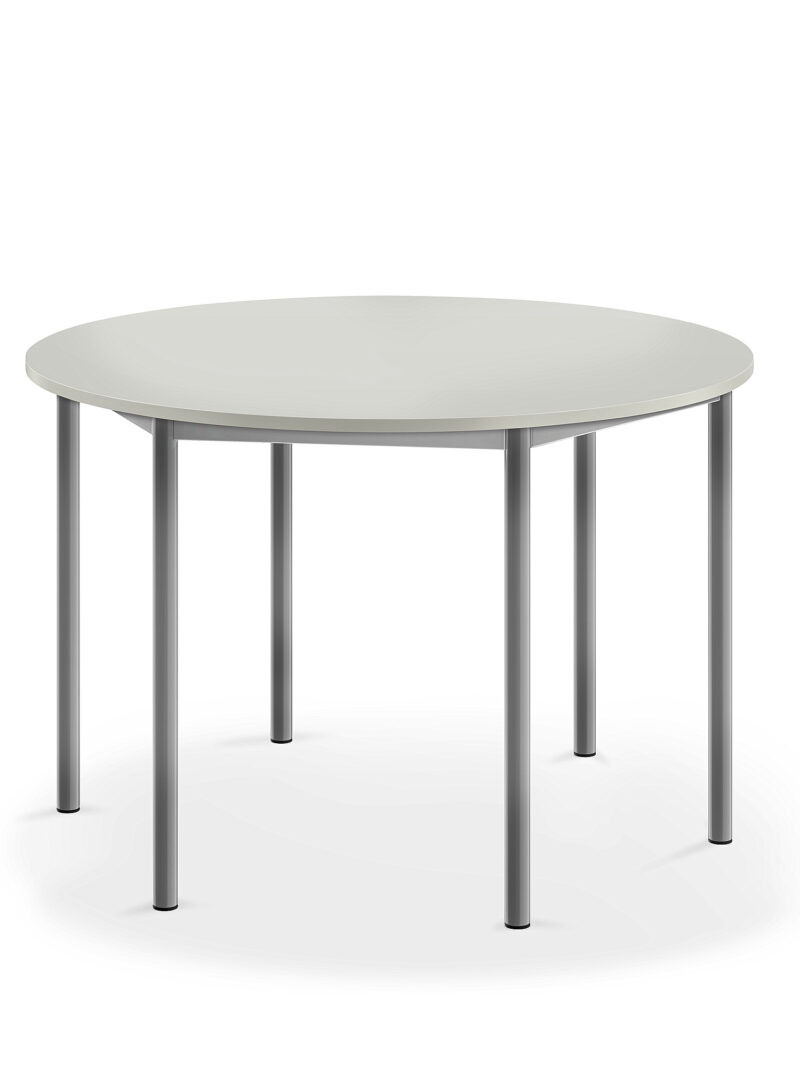 Stół SONITUS, okrągły, Ø1200x760 mm, szary laminat, szary aluminium