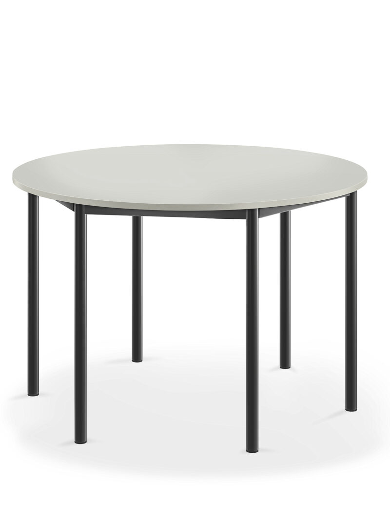 Stół SONITUS, okrągły, Ø1200x760 mm, szary laminat, antracyt