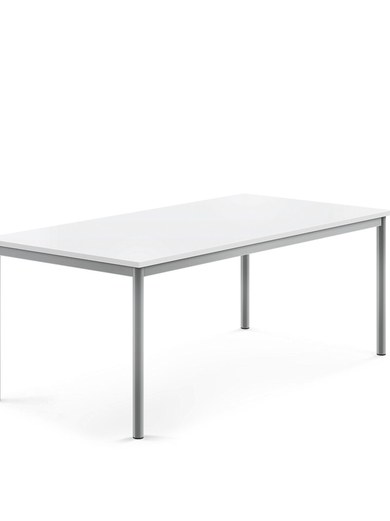 Stół Stół BORÅS, 1600x800x600 mm, biały laminat, szary aluminium