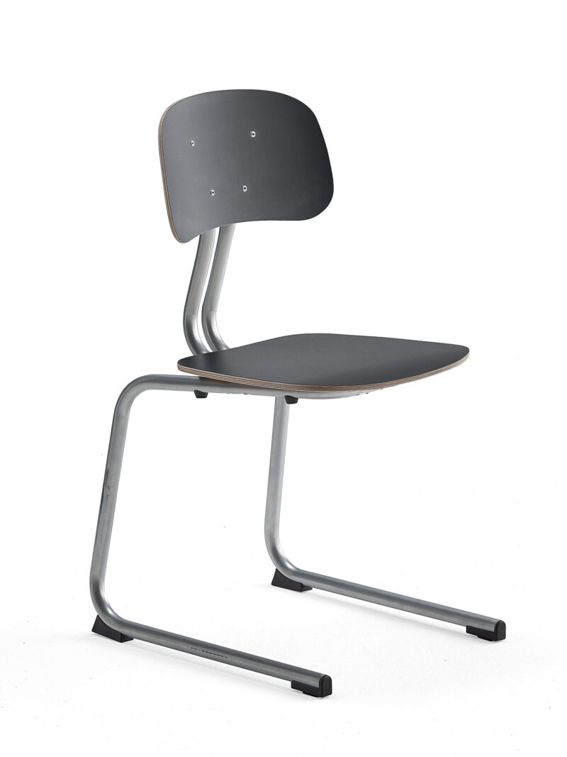 Krzesło szkolne YNGVE, na płozach, srebrny, antracyt, 460 mm