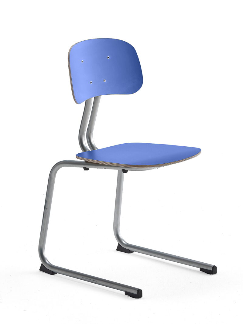 Krzesło szkolne YNGVE, na płozach, srebrny, granatowy, 460 mm