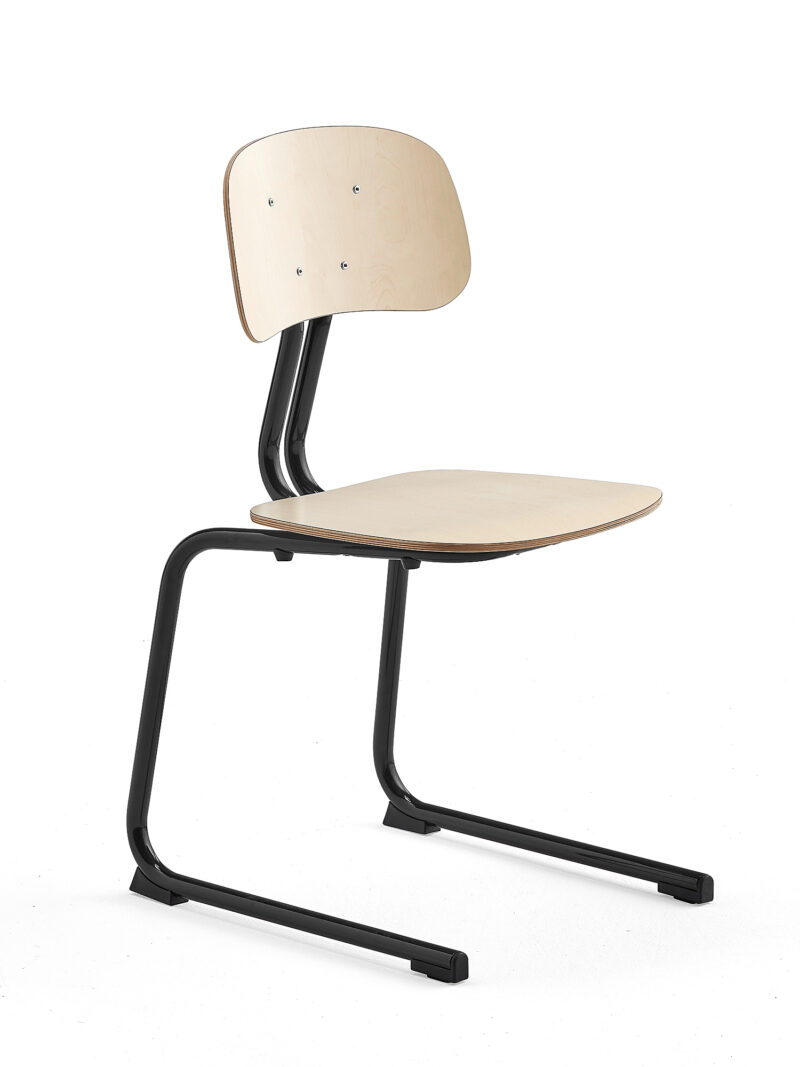Krzesło szkolne YNGVE, na płozach, antracyt, brzoza, 460 mm