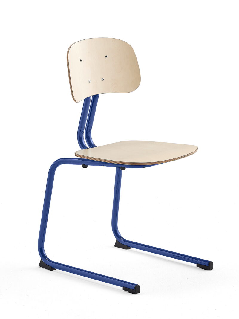 Krzesło szkolne YNGVE, na płozach, kobaltowy, brzoza, 460 mm