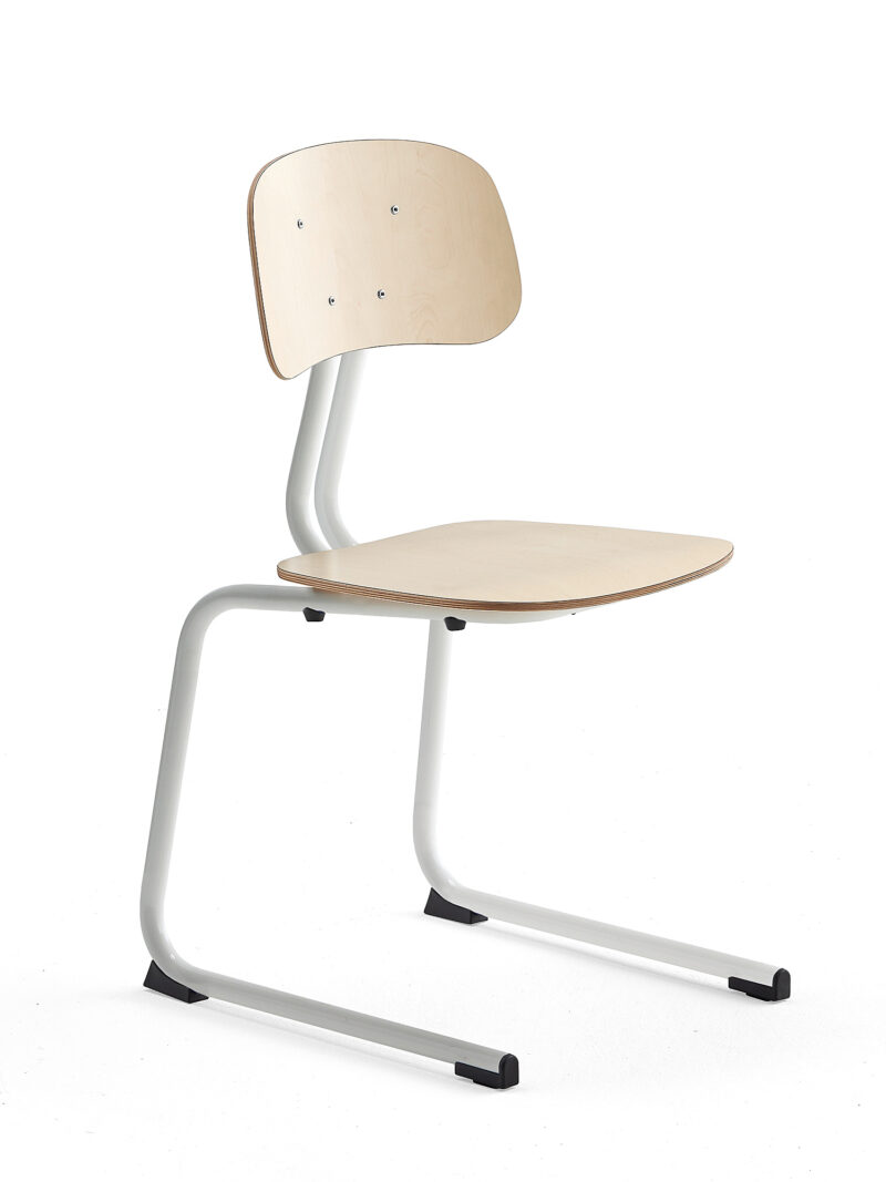 Krzesło szkolne YNGVE, płozy, biały, brzoza, 460 mm