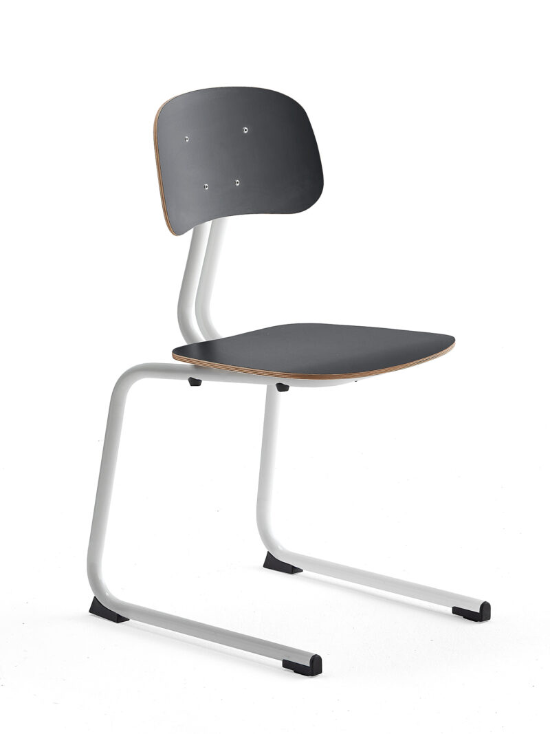 Krzesło szkolne YNGVE, płozy, biały, antracyt, H 460 mm