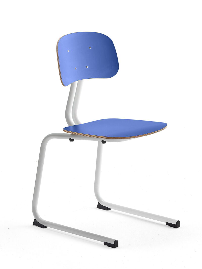 Krzesło szkolne YNGVE, płozy, biały, granatowy, H 460 mm