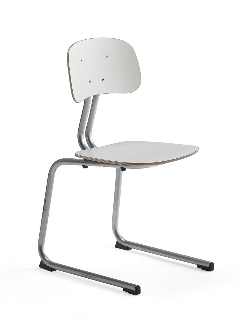 Krzesło szkolne YNGVE, płozy, srebrny, biały, 460 mm