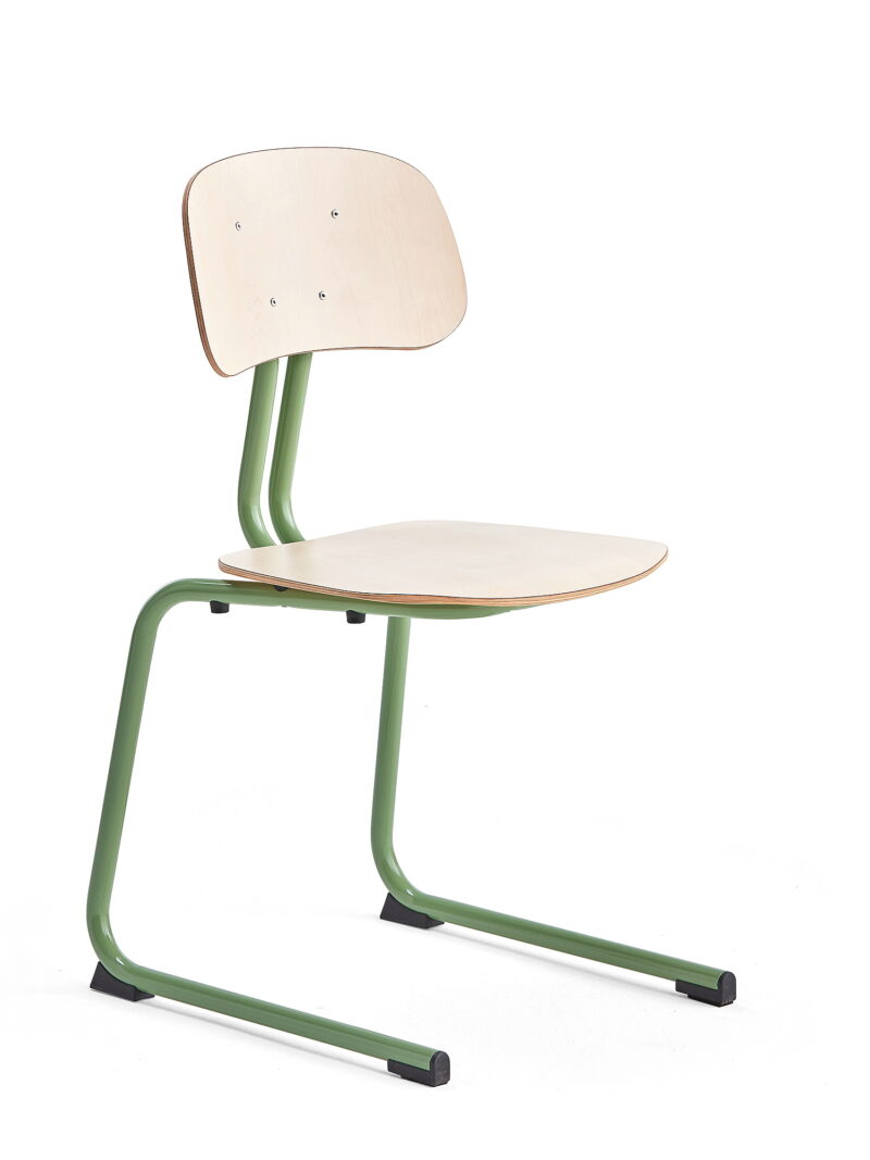 Krzesło szkolne YNGVE, na płozach, zielony, brzoza, H 460 mm