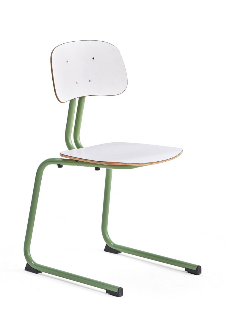 Krzesło szkolne YNGVE, na płozach, zielony, biały, H 460 mm