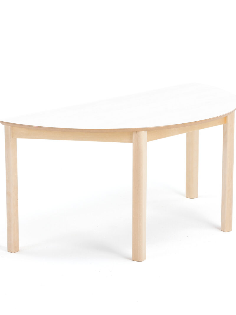 Stół dla dzieci ZET, półokrągły, 1200x600x550 mm, brzoza, biały
