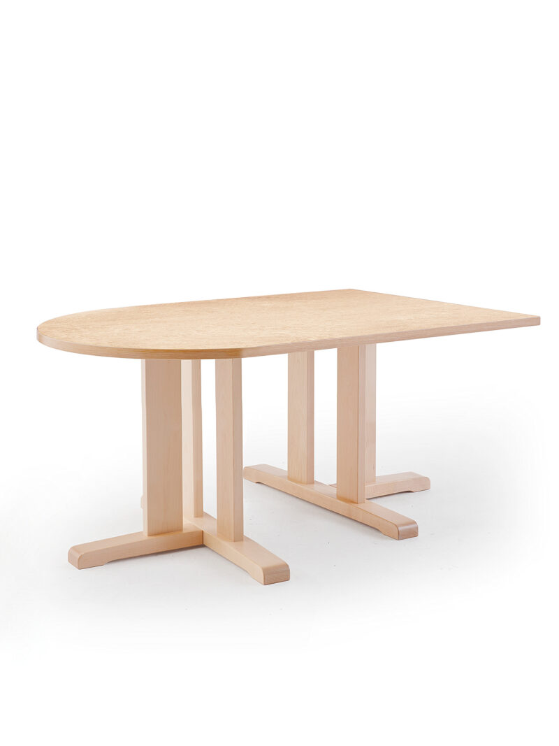 Stół KUPOL, 1400x800x600 mm, beżowe linoleum, brzoza