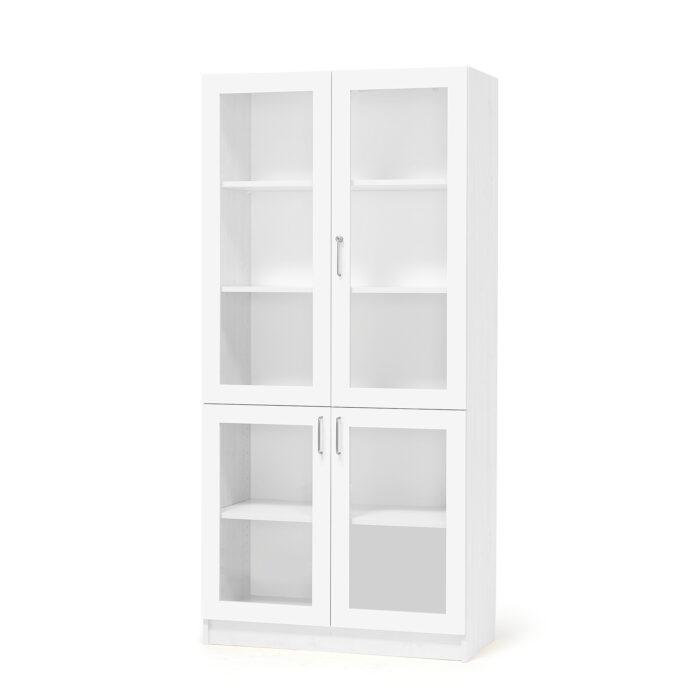 Szafa THEO, 4 drzwi szklane, 2100x1000x470 mm, biały
