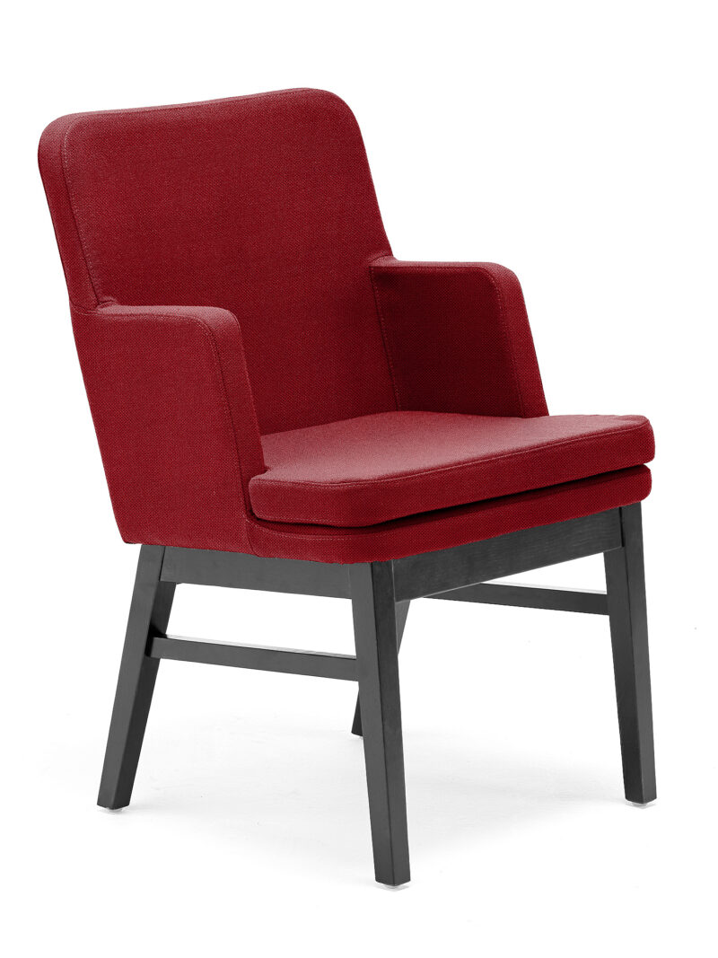 Fotel EASY, rama ciemne drewno, tkanina Repetto, rdzawa czerwień