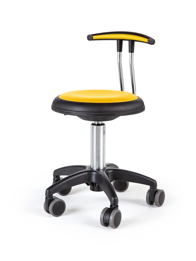 Mobilny stołek STAR, 380-480 mm, żółty