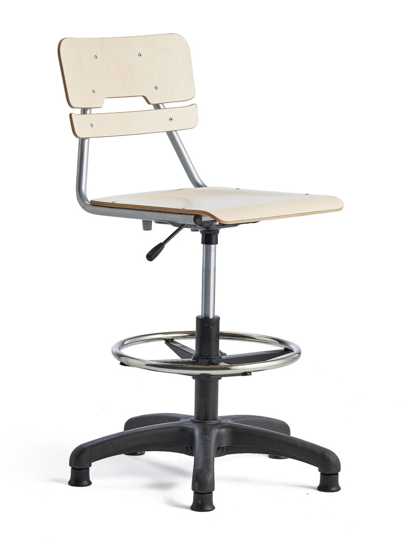 Krzesło LEGERE z regulacją wysokości, większe siedzisko, na ślizgaczach, 500-690 mm, brzoza