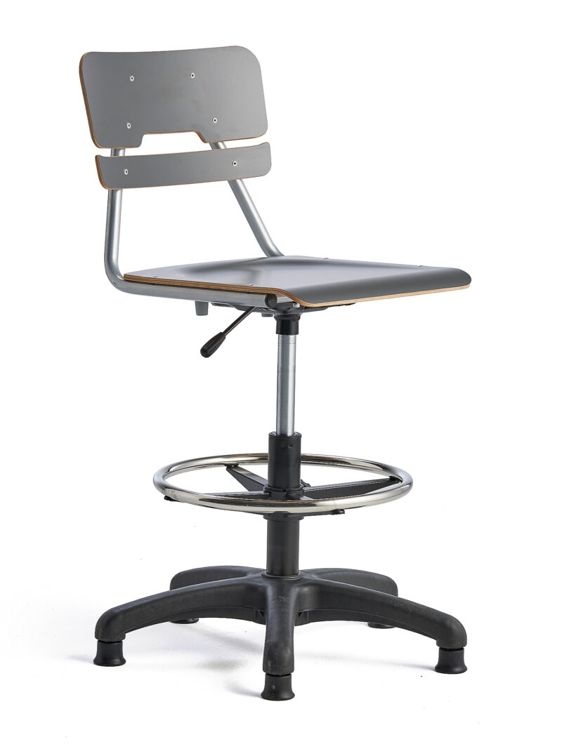 Krzesło LEGERE z regulacją wysokości, większe siedzisko, na ślizgaczach, 500-690 mm, antracyt