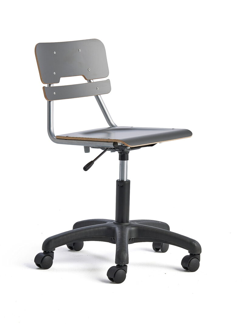 Krzesło LEGERE z regulacją wysokości, mniejsze siedzisko, na kółkach, 430-550 mm, antracyt