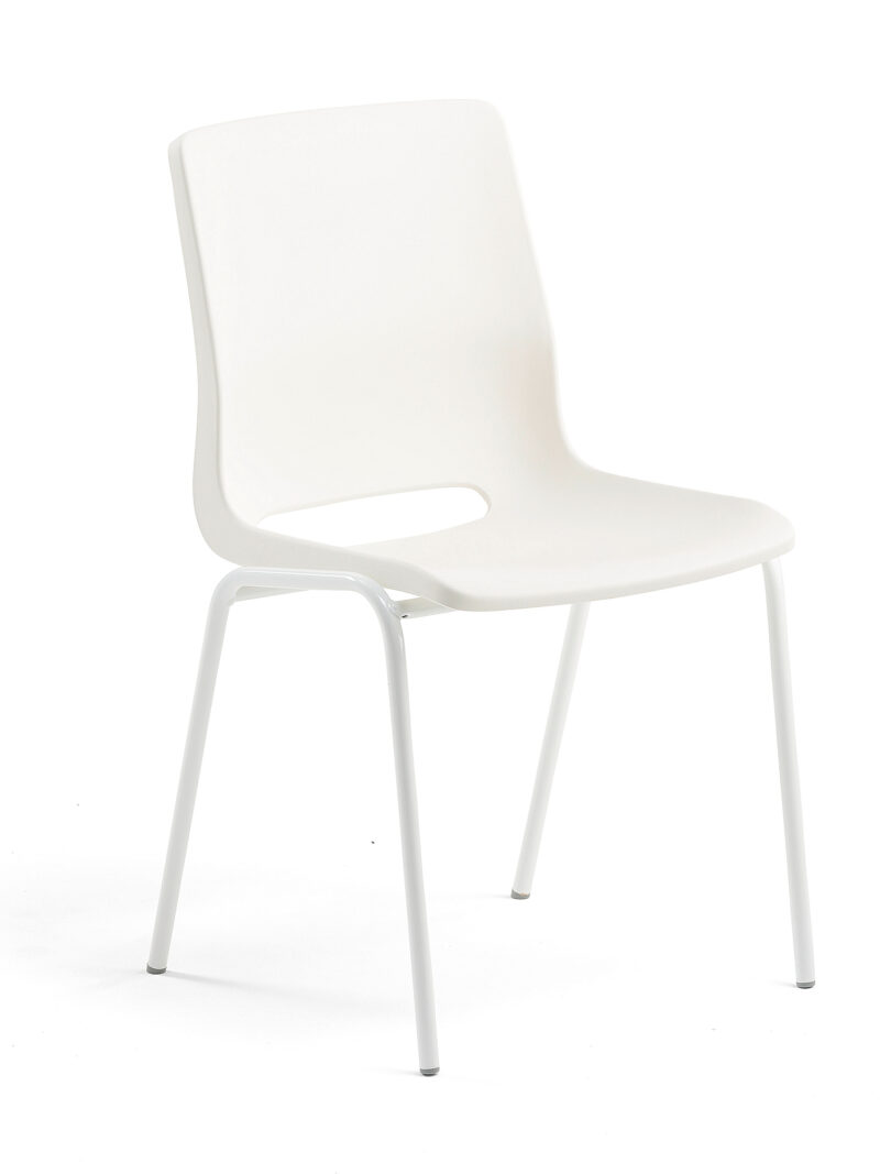 Krzesło szkolne ANA, wys. 450 mm, białe siedzisko, biała rama