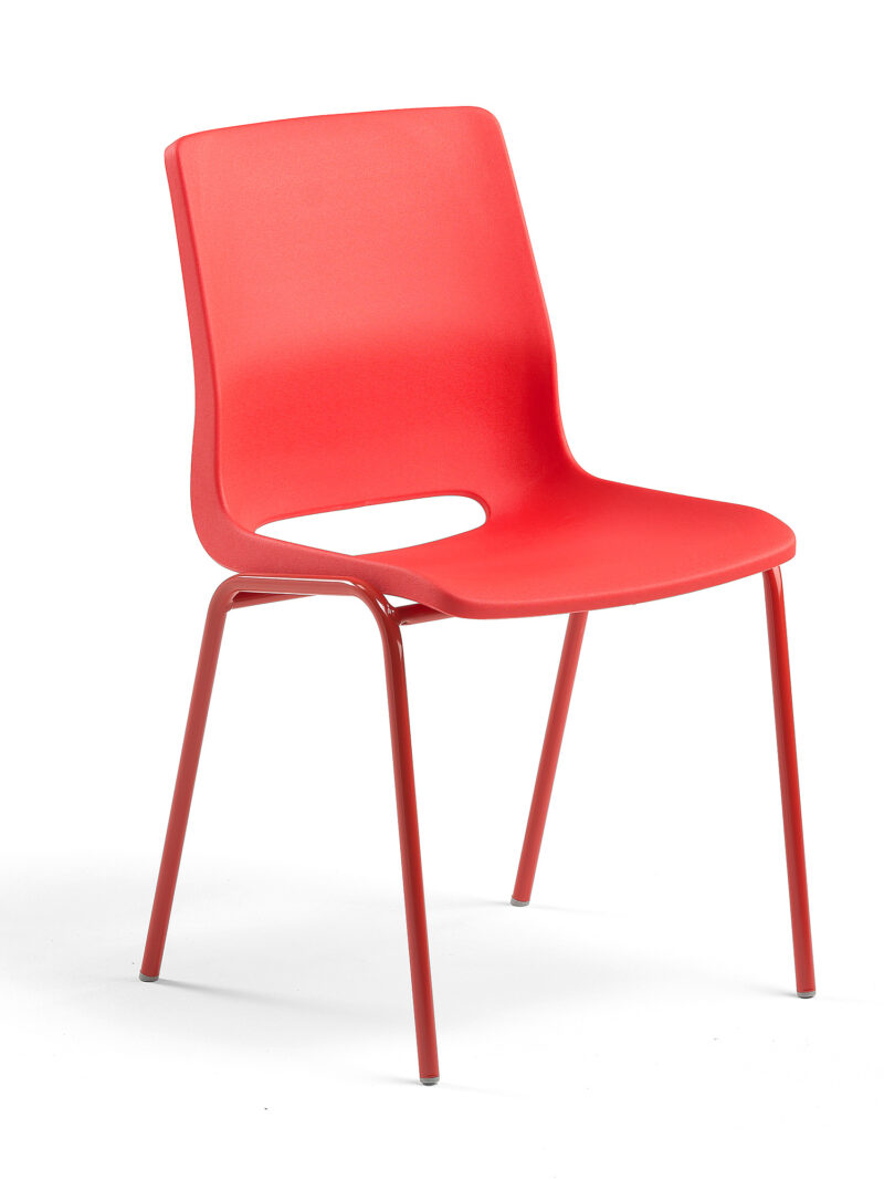 Krzesło szkolne ANA, wys. 450 mm, czerwone siedzisko, czerowna rama